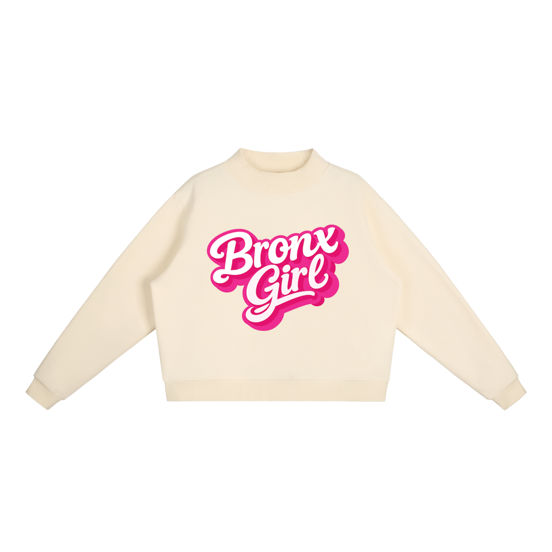 Bronx Girl Essential Fleece Mock-Neck Crew Sweatshirt