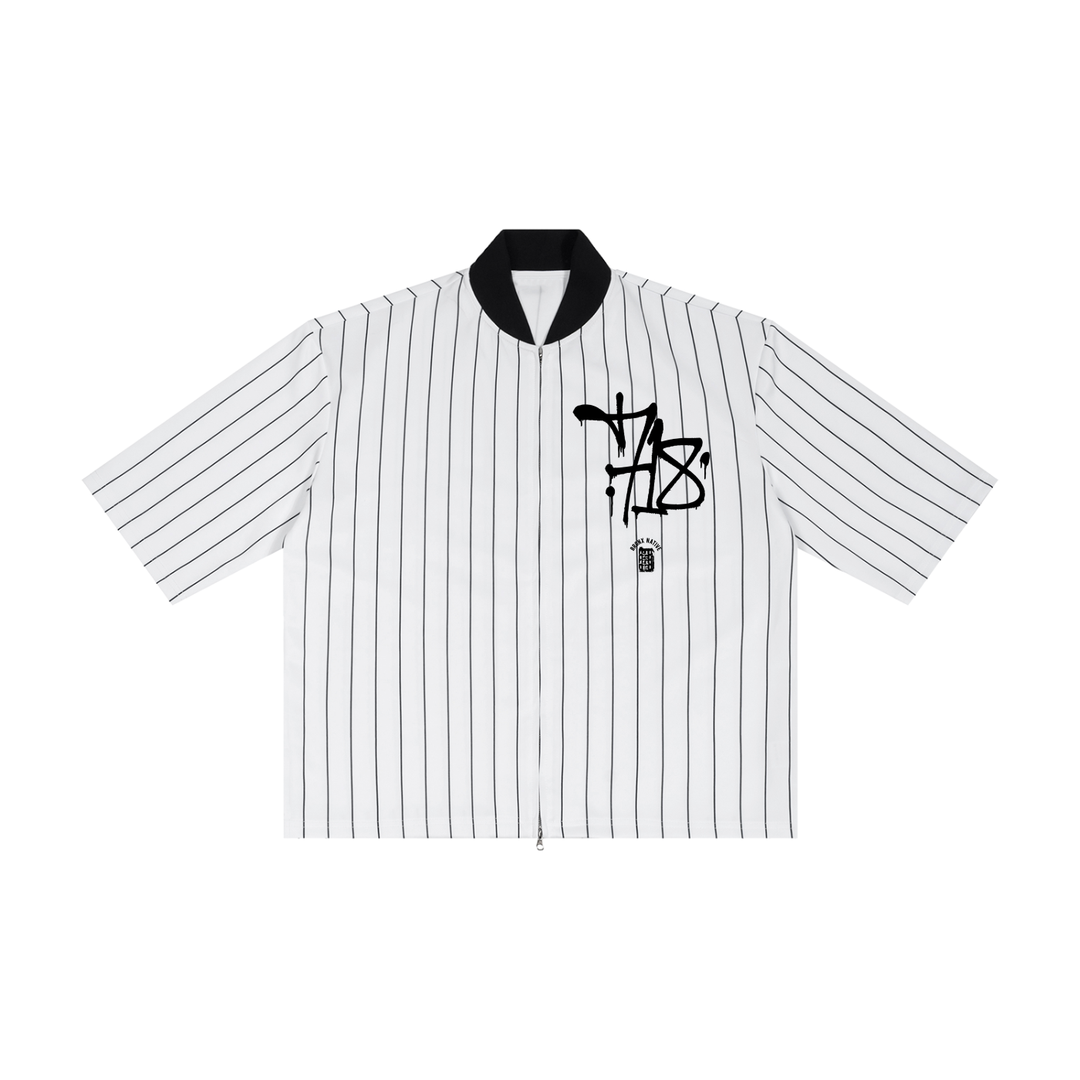 30th Anniversary Lim. Edition Striped Full-Zip Baseball Jersey by Bronx Native — BX x BK Stadium Series product image