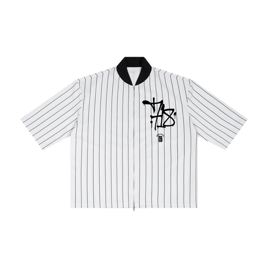 30th Anniversary Lim. Edition Striped Full-Zip Baseball Jersey by Bronx Native — BX x BK Stadium Series product image