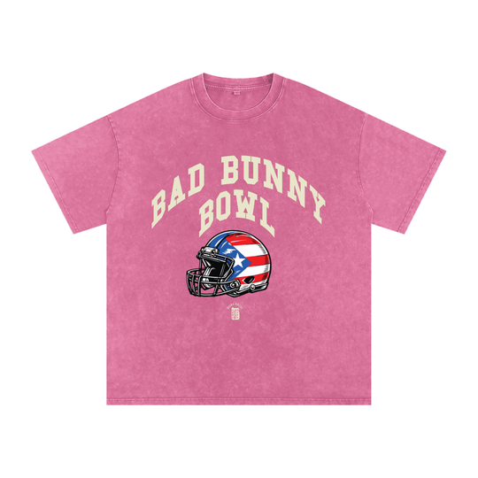Bad Bunny Bowl Snow Washed Oversized Cotton T-Shirt