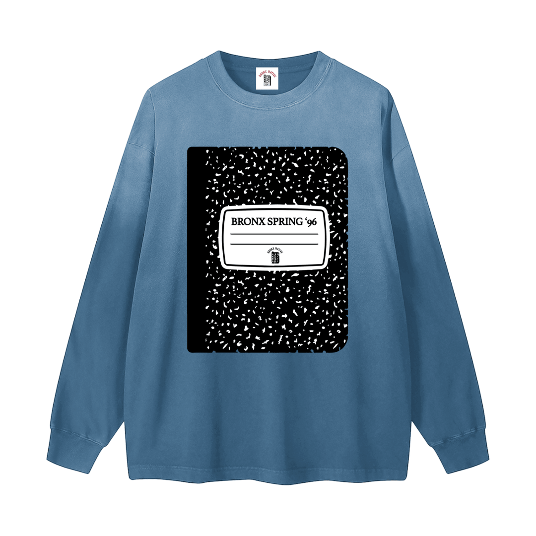 Bronx Spring 96' Notebook Gradient Washed Long Sleeve T-Shirt by Bronx Native for New York summer