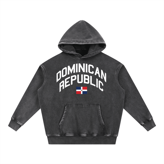 Dominican Republic 🇩🇴 Snow Wash Fleece Oversize Hoodie
