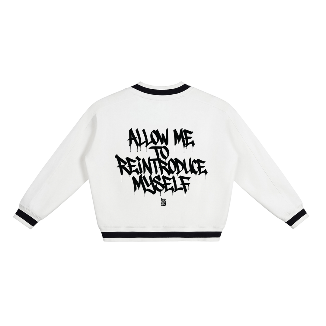 4:44 V-Neck Contrast Collar Boxy Sweatshirt