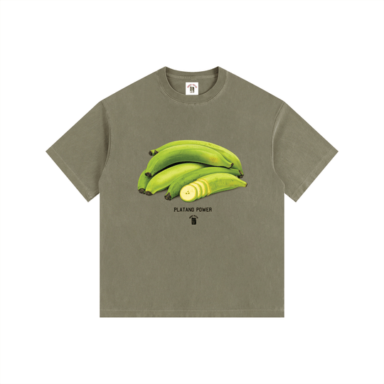 Platano Power Vintage Washed Oversized Cotton T-Shirt