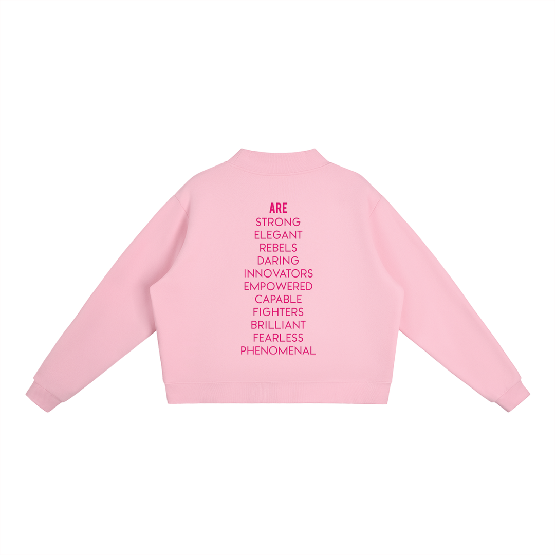Bronx Women Are Essential Fleece Mock-Neck Crew Sweatshirt