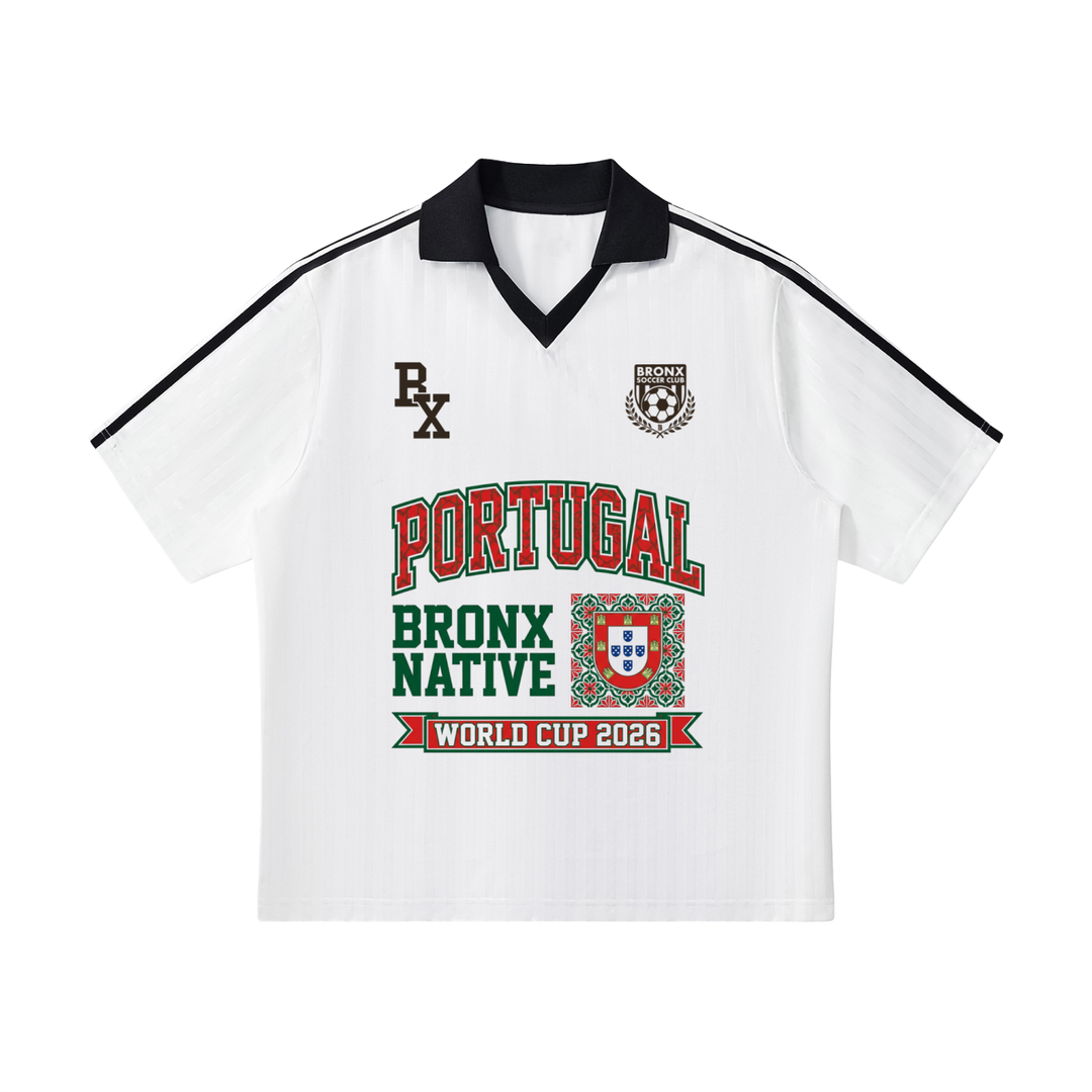 Portugal x Bronx Native Contrast Collar Striped Soccer Jersey product image 1 of 2 by Bronx Native