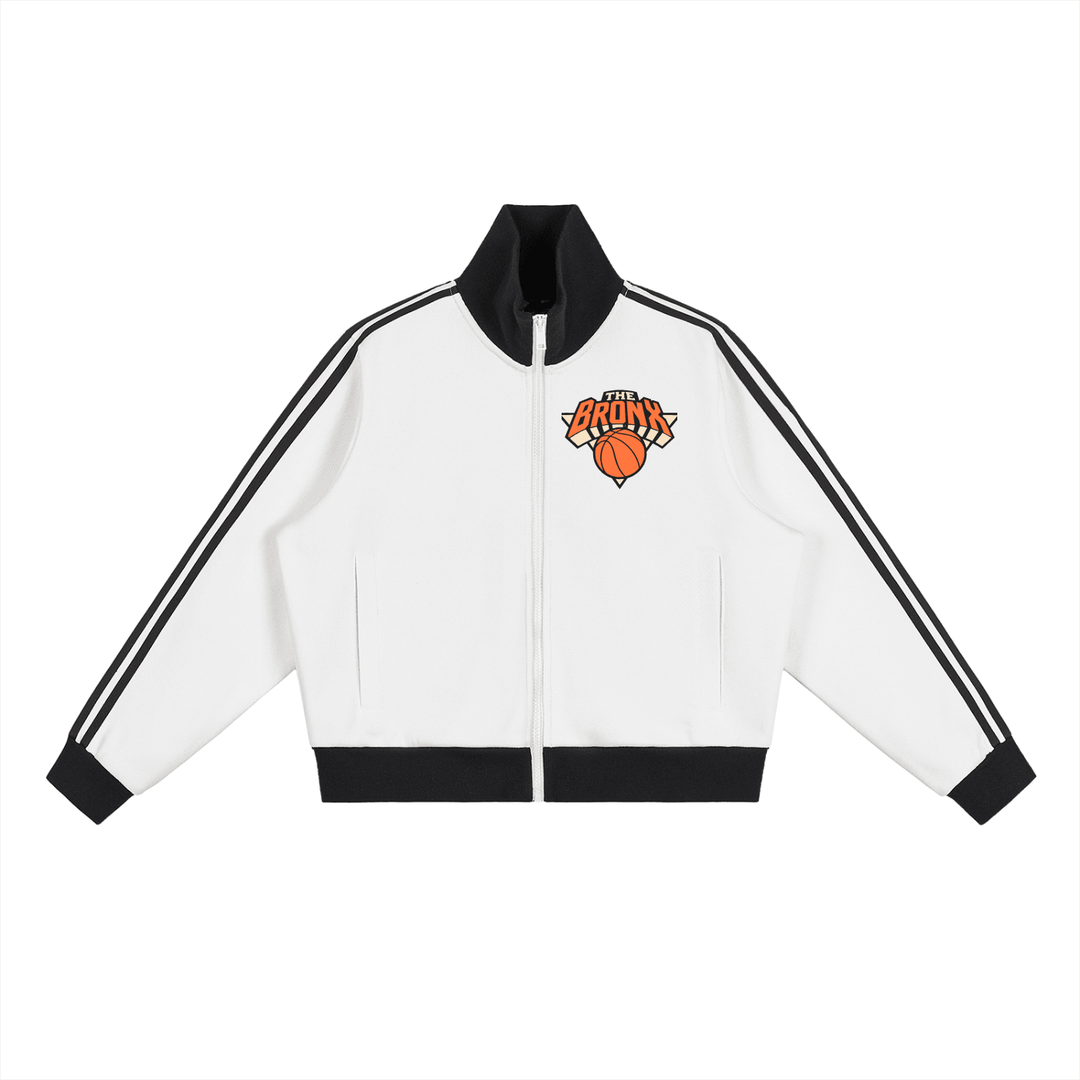 Bronx Basketball 2026 Playoff Edition Women's Contrast Side Stripe Fleece Cropped Track Jacket by Bronx Native