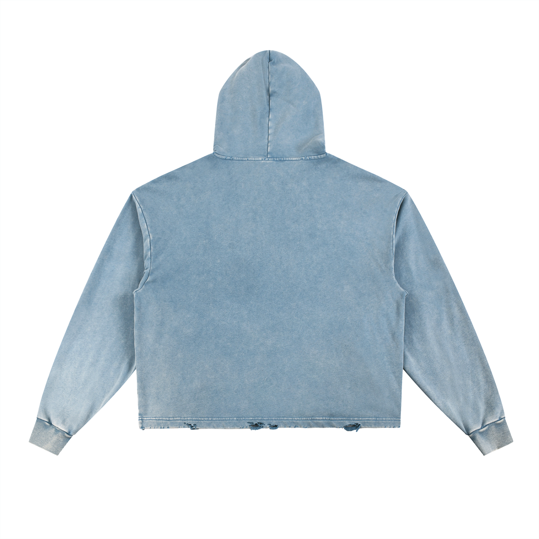 Bronx L🩷VE Vintage Washed Frayed-Hem Hoodie