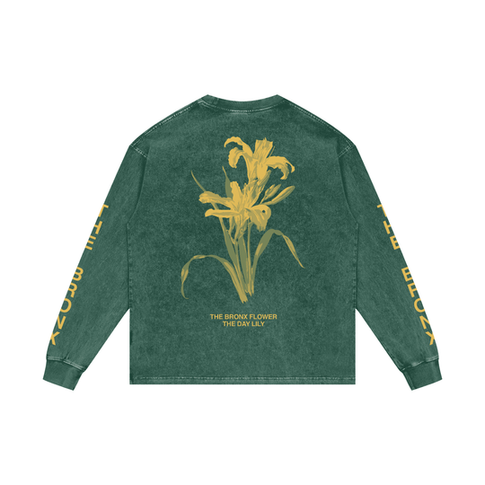 The Bronx Flower Acid Wash Oversize Long Sleeve T-Shirt by Bronx Native for New York summer