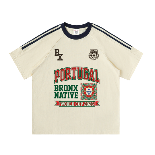 Portugal x Bronx Native Soccer Contrast Tape Crewneck Cotton T-Shirt product image 3 of 4 by Bronx Native