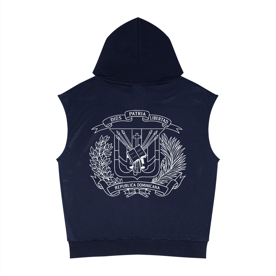 Dominican Republic Unisex Panel Mesh Sleeveless Hoodie