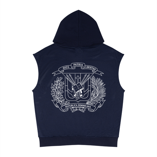 Dominican Republic Unisex Panel Mesh Sleeveless Hoodie