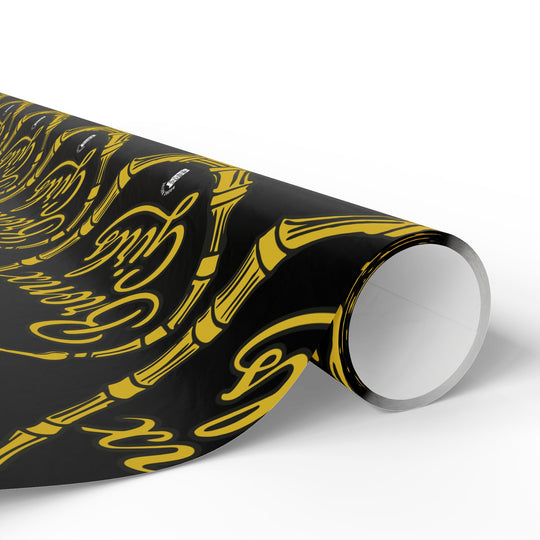 Black & Gold Crown Pattern Wrapping Paper Roll — Luxury Gift Wrap for Special Occasions