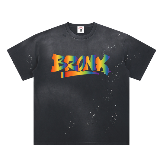 Hand-Frayed Sunfade Paint Splatter T-Shirt