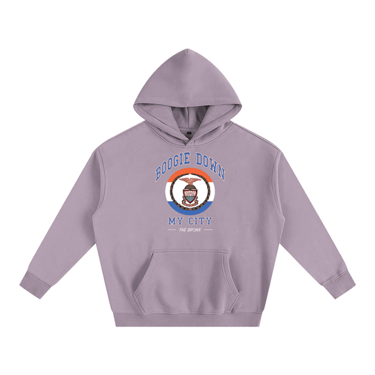 Boogie Down My City Classic Oversize Fleeced Hoodie by Bronx Native for New York summer