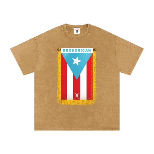 BronxRican Flag PR Edition Snow Washed Oversized Cotton T-Shirt