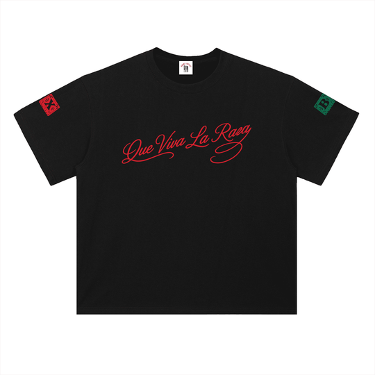 Que Viva La Raza Heavyweight Drop Shoulder Cotton T-Shirt