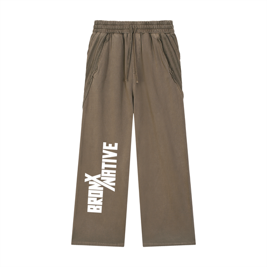 BronXNative Snow Washed Tape Raw Edge Sweatpants