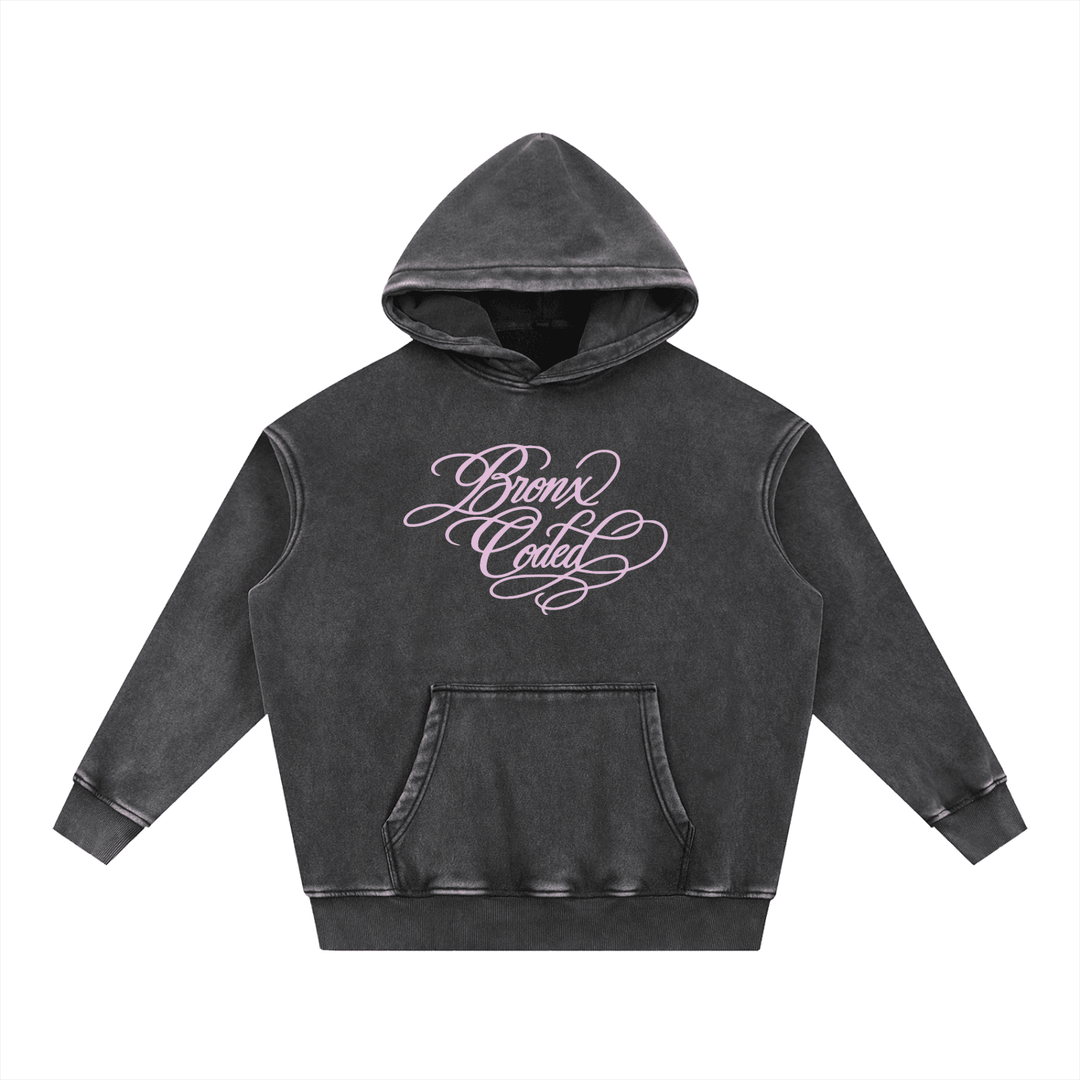 Bronx Coded Snow Wash Fleece Oversize Hoodie by Bronx Native for New York summer