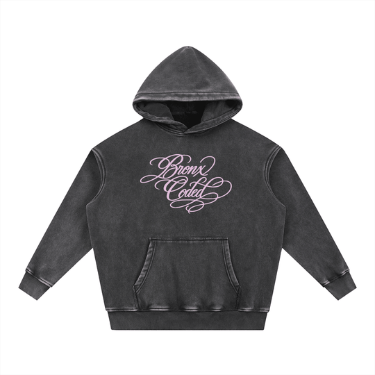 Bronx Coded Snow Wash Fleece Oversize Hoodie by Bronx Native for New York summer