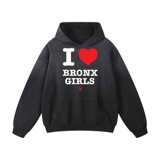 I Love Bronx Girls Heavyweight Sunfade Oversized Hoodie