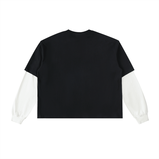 El Malo Del Bronx Layered Contrast Sleeve Cotton T-Shirt by Bronx Native for New York summer