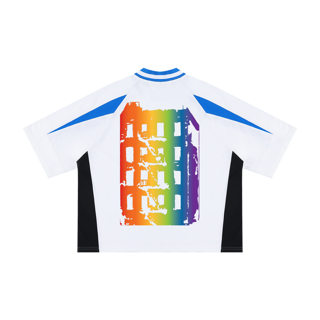 Unisex Oversized Color Block V-Neck T-Shirt