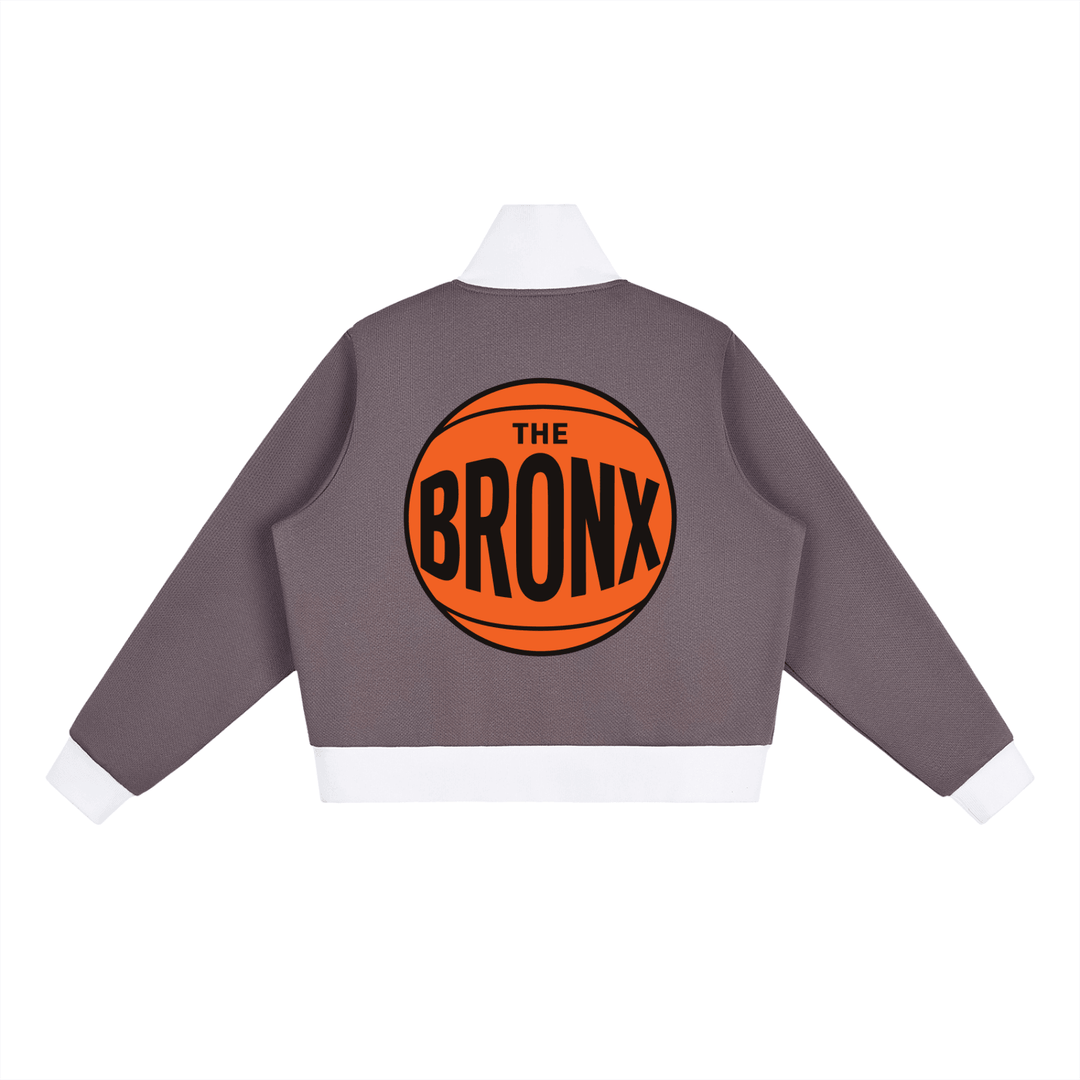 Bronx Basketball 2026 Playoff Edition Women's Contrast Side Stripe Fleece Cropped Track Jacket by Bronx Native