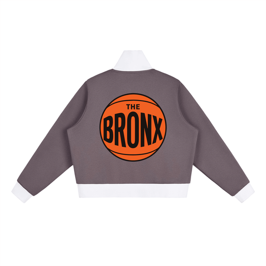 Bronx Basketball 2026 Playoff Edition Women's Contrast Side Stripe Fleece Cropped Track Jacket by Bronx Native