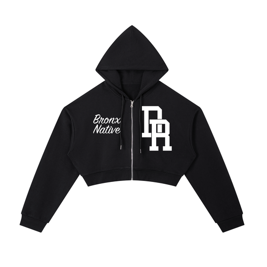 Bronx Native x DR Womens Essential Cropped Zip-Up Hoodie