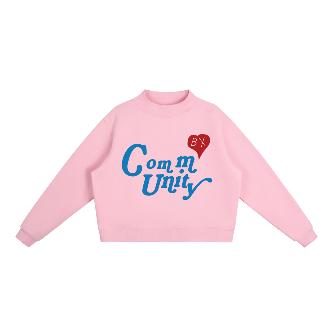 BX Community Womens Essential Fleece Mock-Neck Crew Sweatshirt