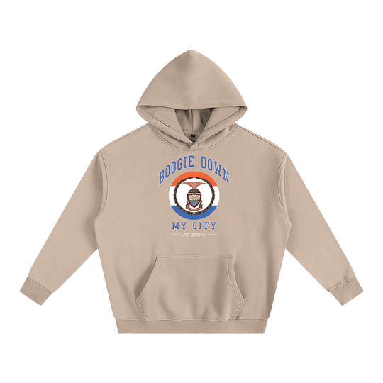 Boogie Down My City Classic Oversize Fleeced Hoodie by Bronx Native for New York summer