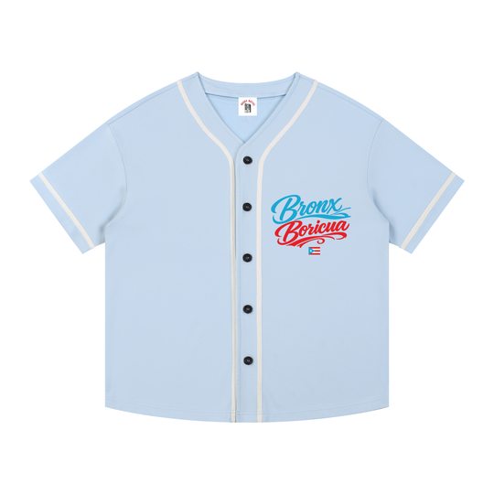 Bronx Boricua 787 Contrast Piped Button-Up Jersey by Bronx Native - Puerto Rico Collection
