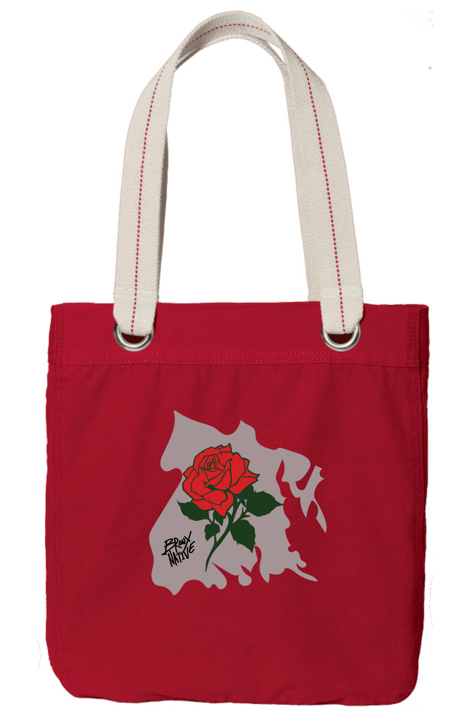Bronx Native Rose Allie Sangria Zip Canvas Tote Red