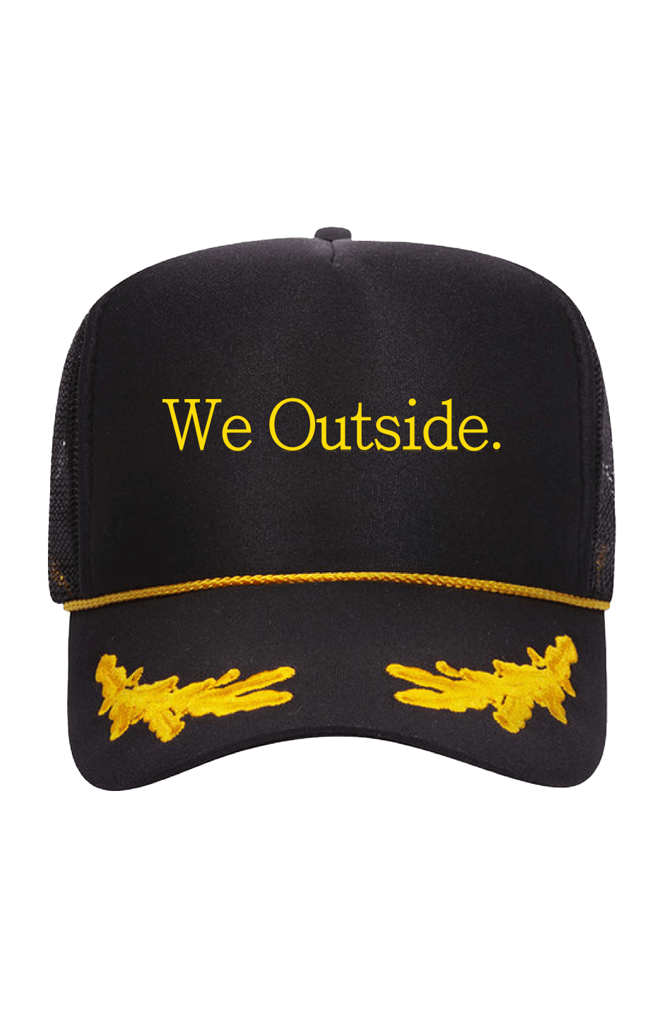 We Outside. Gold Leaf Crown Trucker Hat [Embroidered]