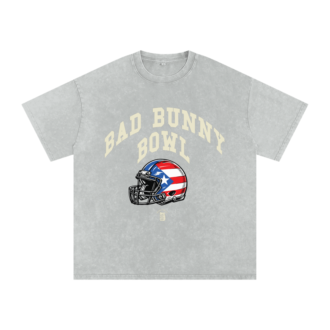 Bad Bunny Bowl Snow Washed Oversized Cotton T-Shirt