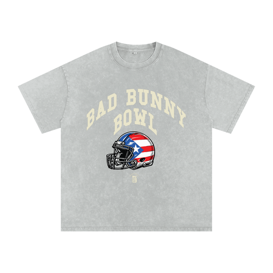 Bad Bunny Bowl Snow Washed Oversized Cotton T-Shirt