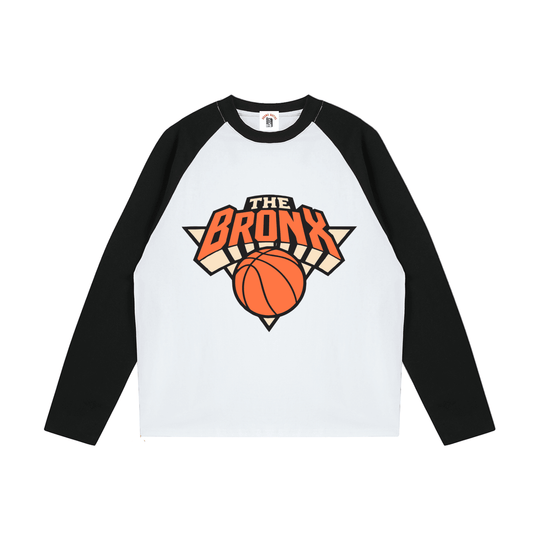Bronx Basketball 2026 Playoffs Color-Blocked Raglan Long-Sleeve T-Shirt by Bronx Native