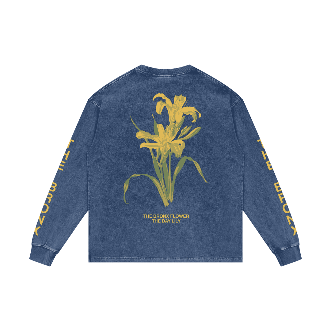 The Bronx Flower Acid Wash Oversize Long Sleeve T-Shirt by Bronx Native for New York summer