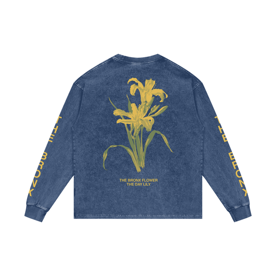 The Bronx Flower Acid Wash Oversize Long Sleeve T-Shirt by Bronx Native for New York summer