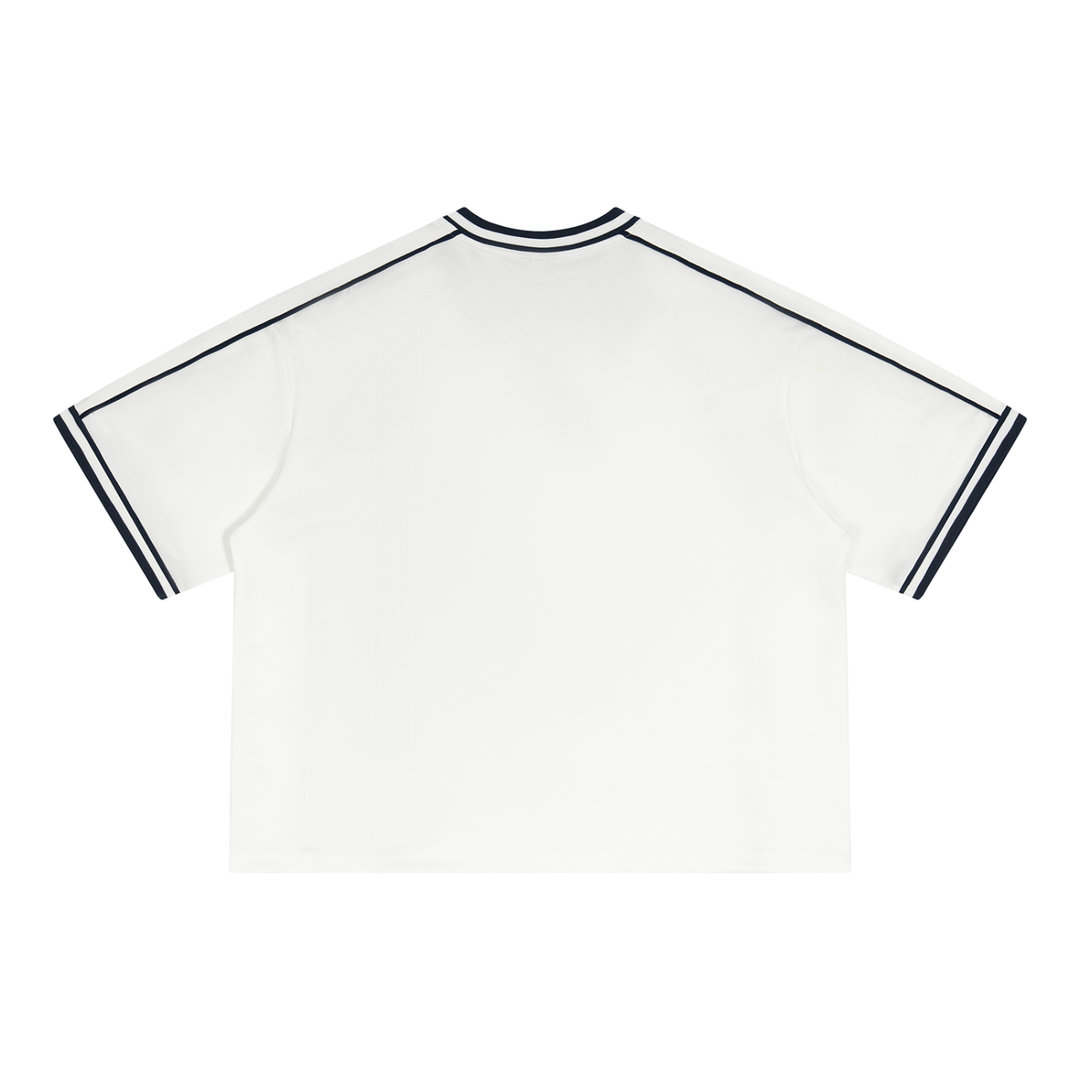 Bronx Summer White/Red V-Neck Soccer Jersey by Bronx Native — Summer Collection product image
