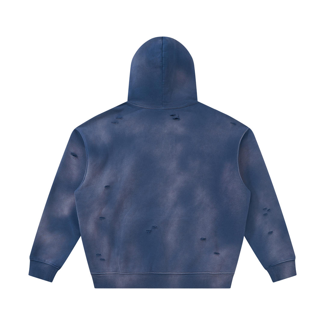 Dominican Republic Unisex Sunfade Frayed Fleece Hoodie