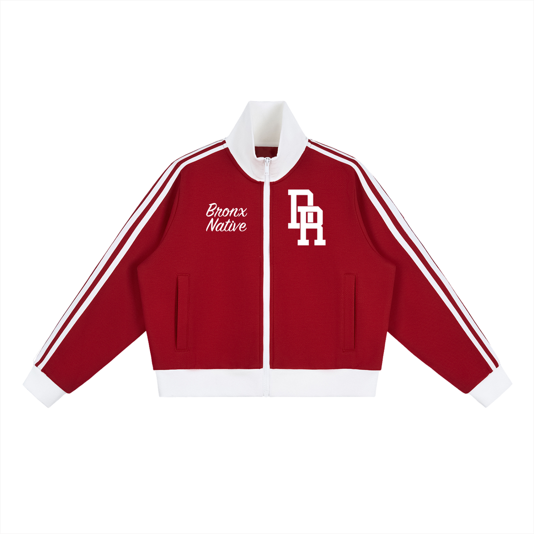 Bronx Native x DR Contrast Side Stripe Fleece Cropped Track Jacket