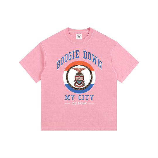 Boogie Down My City Vintage Washed Oversized Cotton T-Shirt by Bronx Native for New York summer