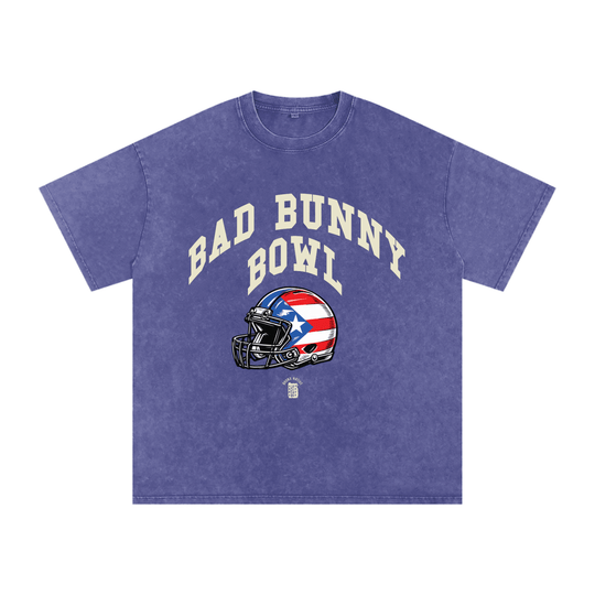 Bad Bunny Bowl Snow Washed Oversized Cotton T-Shirt