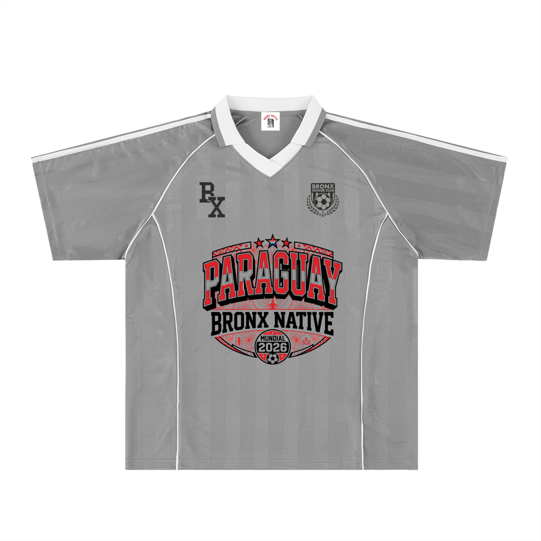 Paraguay x Bronx Native Shadow Stripe Collared Soccer Jersey product image 1 of 2 by Bronx Native