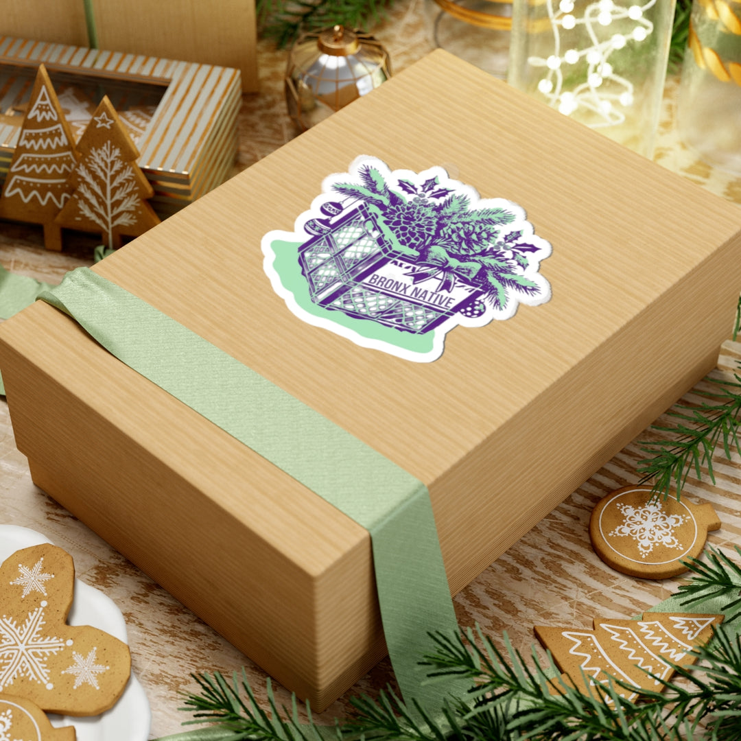 Milk Crate Holiday Purple & Green Sticker