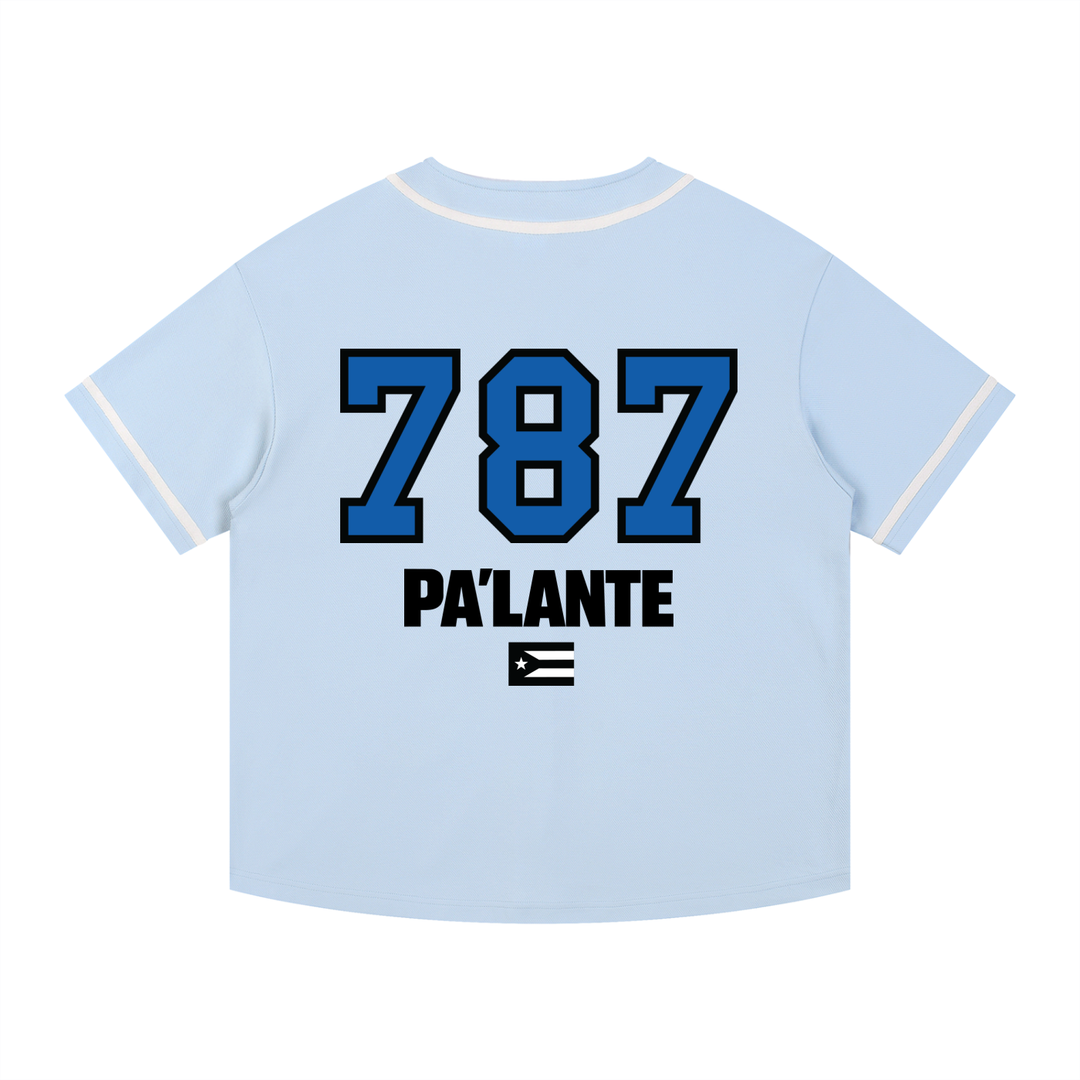 Bronx Boricua 787 Contrast Piped Button-Up Jersey by Bronx Native - Puerto Rico Collection