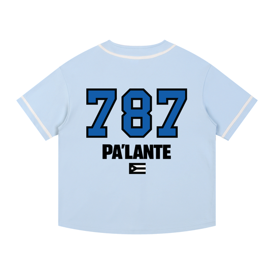 Bronx Boricua 787 Contrast Piped Button-Up Jersey by Bronx Native - Puerto Rico Collection