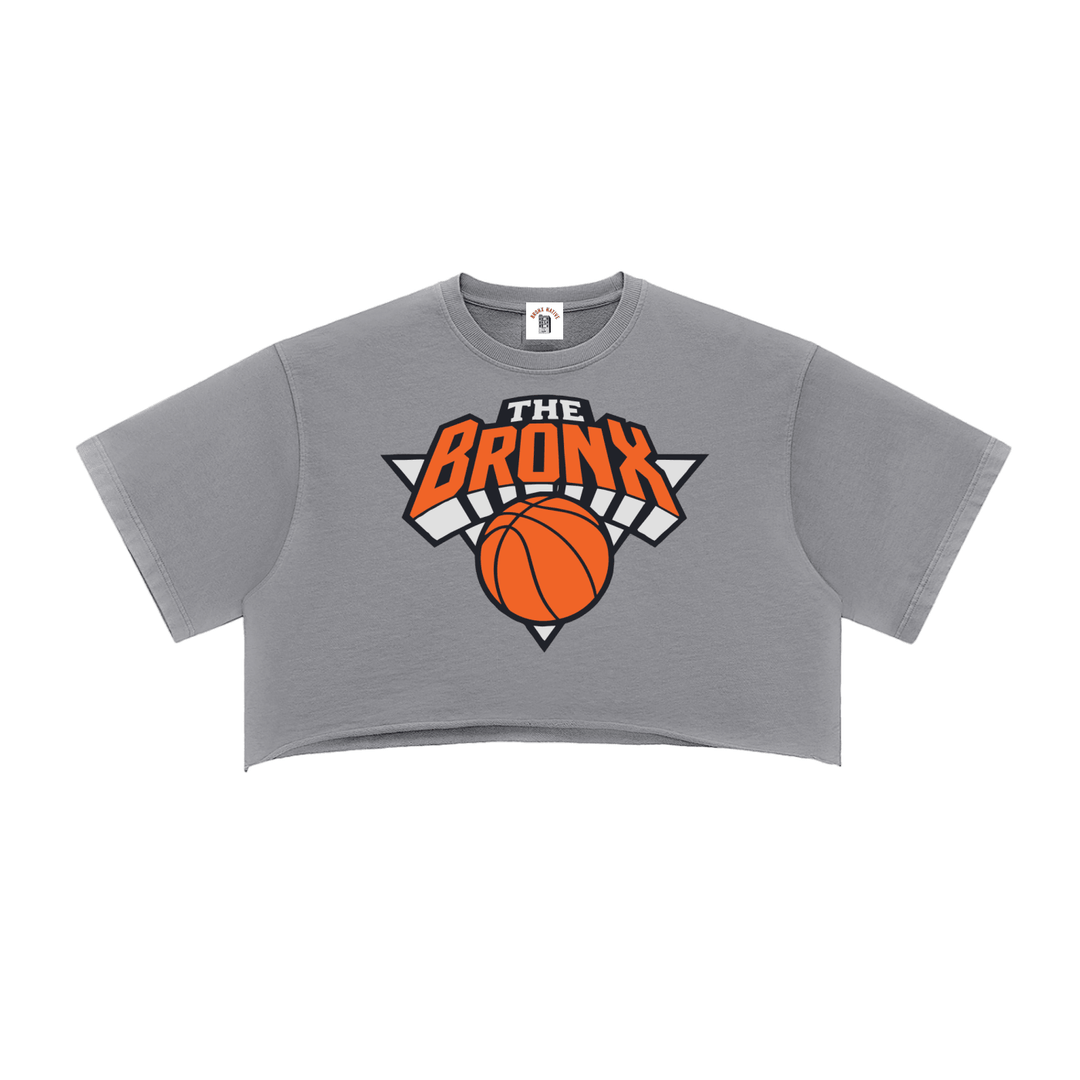 Bronx Basketball 2026 Playoff Edition Women's Snow Washed Raw Edge Crop Top by Bronx Native